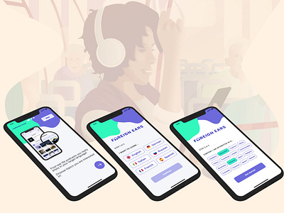 Foreign Ears - language learning app illustration languagelearning podcasts ui ux