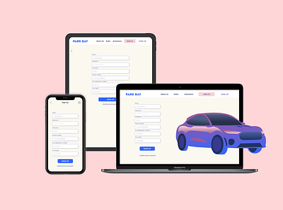 Park Bay - parking web app car design illustration parking ui ux vector