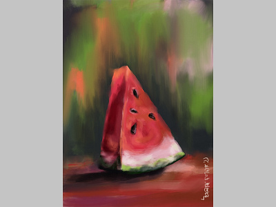 Summer concept digital art digital painting fruit illustration summer watermelon