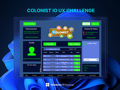 Colonist lobby UX challenge