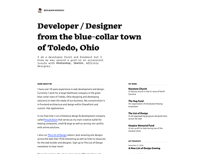 A Look At My Personal Site (1 of 7) clean grid personal typography web design