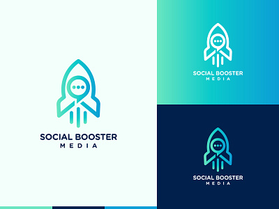 Rocket Chat Logo blue chat flat design gradient launch logodesign logomark logos minimalist modern logo rocket social social media spaceship