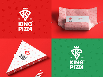 King Pizza Logo Design branding delicious design eat flat design geometric hot icon king logodesign logomark logos logotype minimalist packaging pizza red restaurant