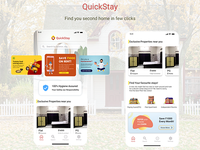 QuickStay - Mobile app design app design branding logo mobile app ui ui design uiux ux design
