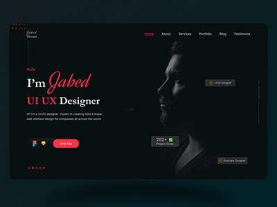 Personal Portfolio Website clean dark dark web experience figma interface jabed landing page personal personal portfolio personal web portfilo resume skill ui ui designer uiux designer web design