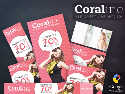 Coraline - Fashion HTML5 Ad Template ad adwords banner creative market doubleclick google web designer gwd html5 promotion template
