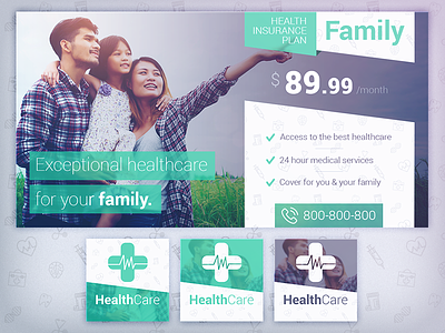 HealthCare - Social Media Cover/Profile Pack 3 cover facebook health health care health insurance healthcare medical services social media template