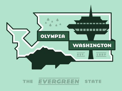 Washington evergreen illustration olympia washington