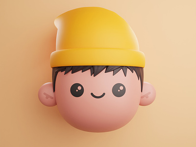 Cute Boy with Hat NFT 3d 3d art cute cute boy design eth nft opensea sell yellow hat