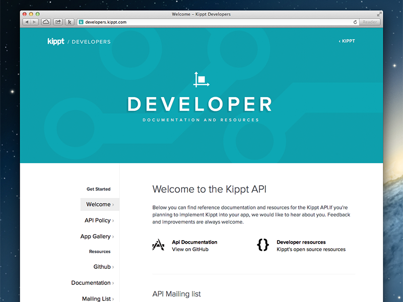 Developer Site for Kippt API by Karri Saarinen on Dribbble