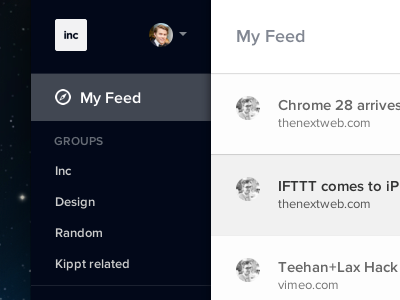Inc groups app feed flat flat design inc kippt mac minimal os x panel
