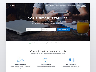 New Coinbase bitcoin coinbase flat icons landing photo web website