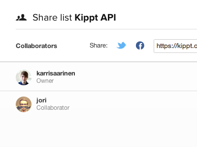 Share list with your coworkers collaboration invite kippt people share