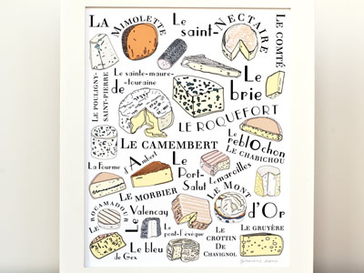 Cheese 8x10 Front Dribble cheeses food illustration french fromages
