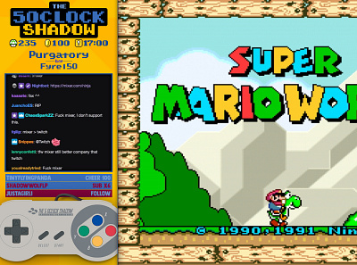 Retro Gamer Twitch Overlay with on screen stats. affiliate chat css design illustration livestream logo mario obs overlay partner photoshop retro streaming streamlabs twitch ui