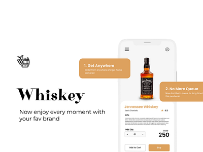 Whiskey App UI Design art branding design flat illustration illustrator minimal typography ui ux