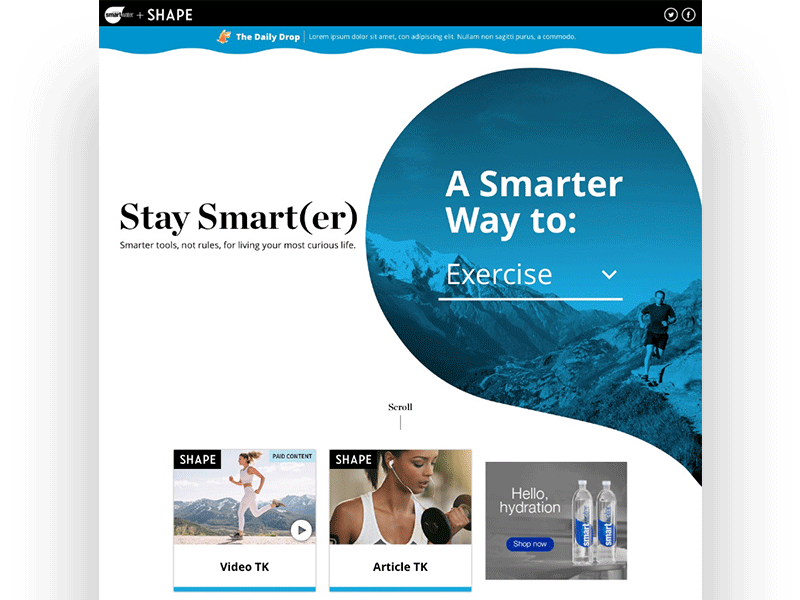 Stay Smart(er) - Smartwater branding design interaction design typography ui ux website concept website design