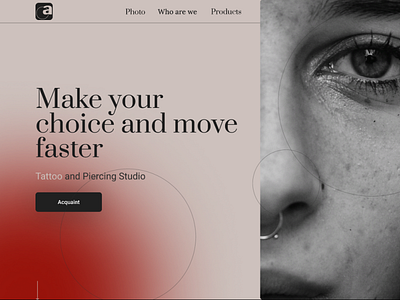 Landing page for tattoo and piercing studio design landing