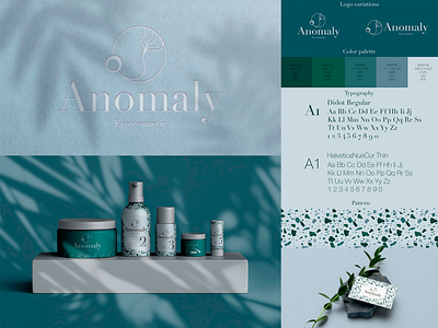 Anomaly, cosmetics brand branding design flat illustrator logo minimal typography