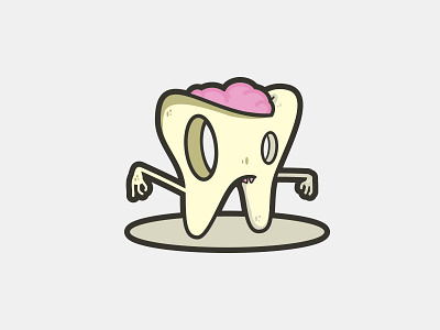 Rotten Bubblegum Brained Zombie Tooth brains cavity gum halloween illustration sticker tooth vector zombie