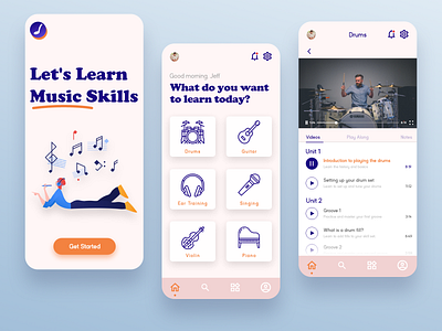 Music Learning UX/UI Mobile App Design adobe app branding desgin design education learn mobile mobile app music ui ux xd