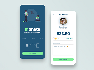Moneta - UX/UI Mobile App Design adobe branding design mobile mobile app mobile design moneta money money transfer ui ux venmo xd zelle