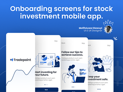 Onboarding screens for stock investment mobile app