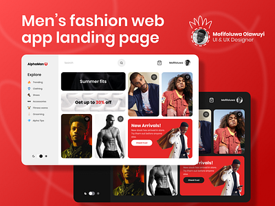 Men's fashion web app landing page