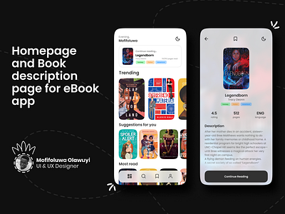 eBook app (Light mode) app ebook product design reading ui ux