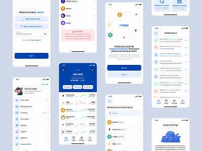 Light Mode: Few screens from the Roqqu project app app redesign cryptocurrency design light mode product design roqqu ui ux