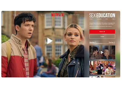 Netflix website Sex Education page redesign