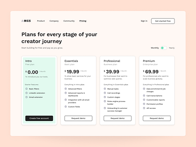 Subscription Plans app design cards clean ui comparison components features minimal modules payment plans price pricing pricing package pricing table subscription typography ui design ux design webapp website