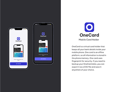 OneCard Mobile Card Holder app design cards concept credit card debit card finance home screen interface app mobile app ui design ui ux
