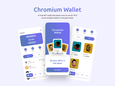 Chromium Wallet blockchain crypto minimal mobile design nft wallet ntf wallet web3