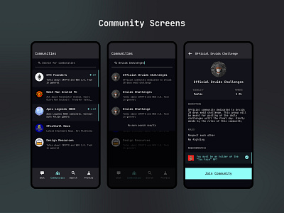 Connect 3.0 Community Screens chats community connect messaging mobile app nfts social wallet web3