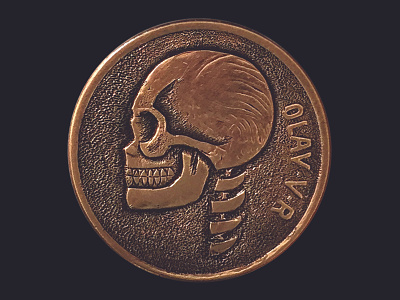 Kong Olav bones engraving hobo nickel kong olav metal engraving skeleton skull