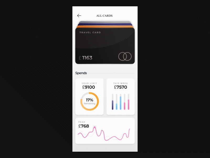 Credit Card app UI 3D Motion