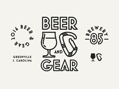 Beer & Gear branding layout lock logo printed rough screenprint texture type typography up vintage