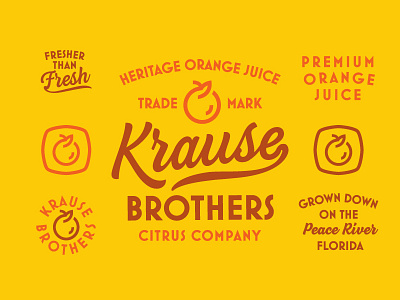 Krause Brothers branding fruit layout leaf leaves lines lock logo orange texture thick up