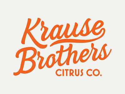 Krause Brothers branding fruit handwritten layout leaves lock logo orange script texture thick up