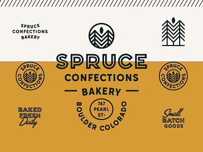 Spruce bakery branding deli farmers food grocery icon logo market typography