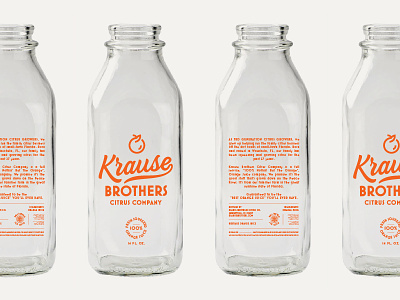 Krause Brothers Bottles branding fruit handwritten layout leaves lock logo orange script texture thick up