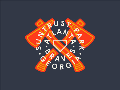 Go Braves! badge baseball branding braves illustration line work lines logo shirt tomahawk typography