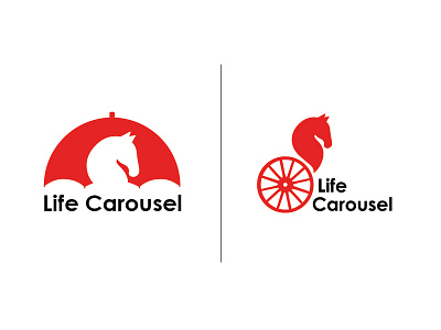 Life Carousel black carousel horse red trial umbrella