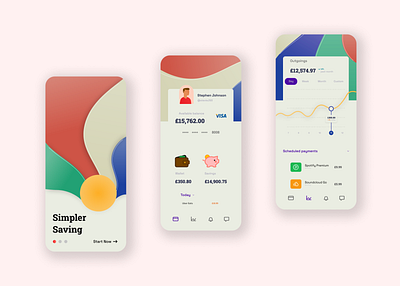 Simple banking app concept design app banking branding colorful design finance fintech graphic design ux vector