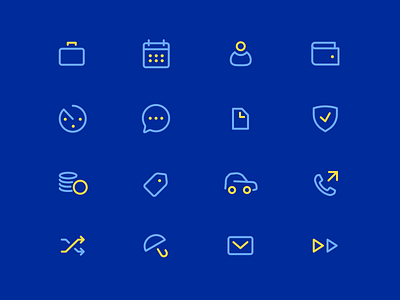Mic(r)on set blue cute icon icon set rounded stroke yellow