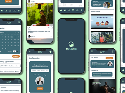 MindWell Mobile App and Responsive Web Design app branding design graphic design illustration logo typography ui