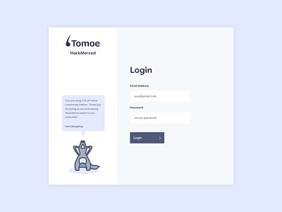 Tomoe - Login hackathon login tomoe web design