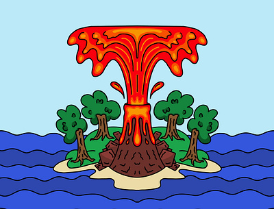 Volcano illustration minimal