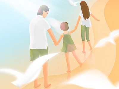 Parental Illustration illustration parental sandy beach sea